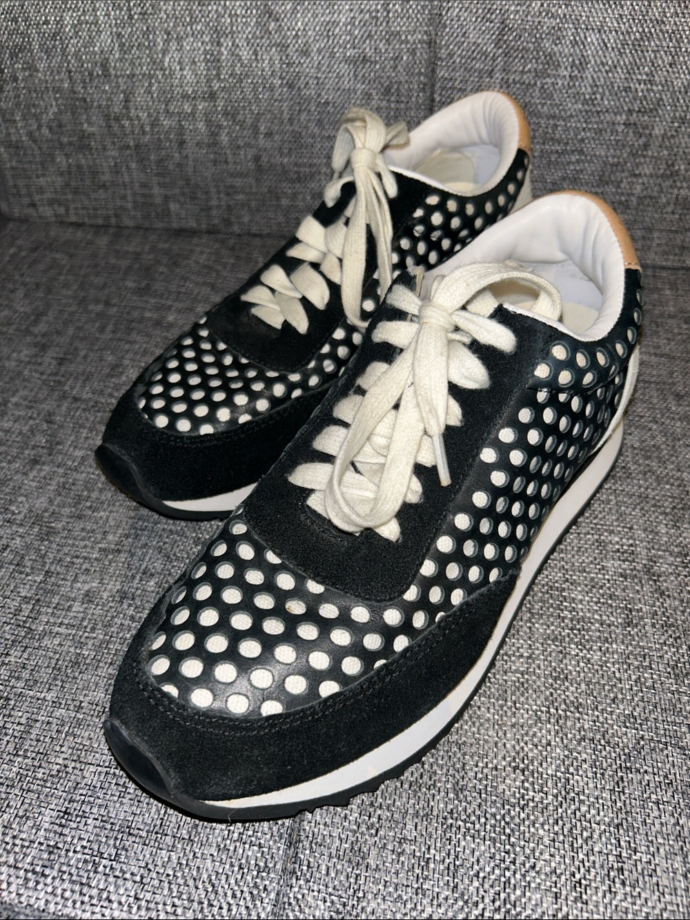 NEW - Loeffler Randall Rio Perforated Sneaker in black suede/leather - Picture 2 of 7